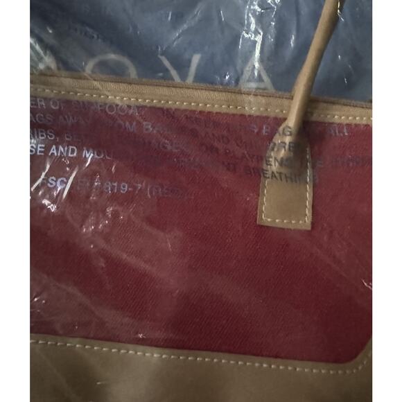 VTG Avon Denim Handbag Purse 2001 Gingham Lining Tan Burgundy Y2K NEW NOS Retro - Picture 3 of 4